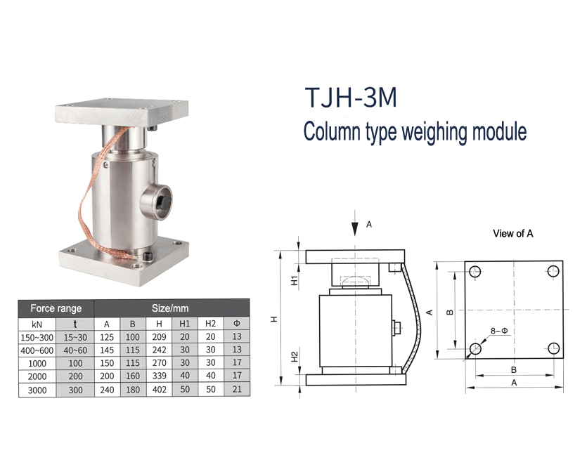 TJH‐3 M秤量モジュールの寸法図