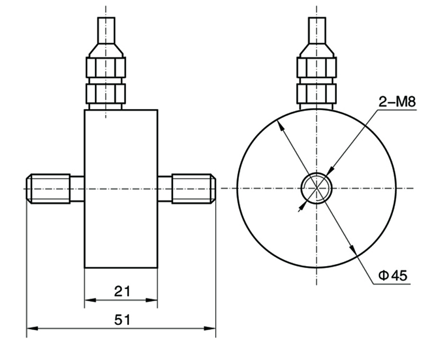 TJL‐11ハンドブレーキ力センサの寸法図
