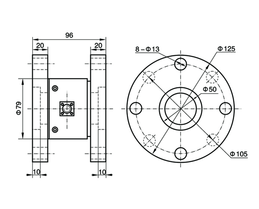 TJN - 3静的トルクセンサの寸法図